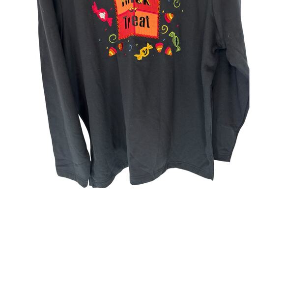 Holiday Editions Trick or Treat Women's Sweatshirt Black Fall Candy Corn Size 2X - Picture 6 of 11